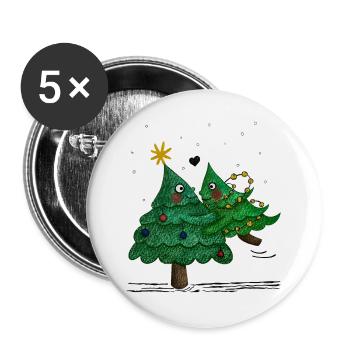 De jolis sapins de Noël - Lot de 5 grands badges (56 mm) - blanc - Devant