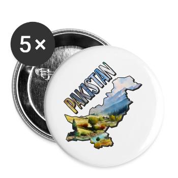 Aquarell Landkarte Pakistan - Buttons groß 56 mm (5er Pack) - Weiß - Vorne