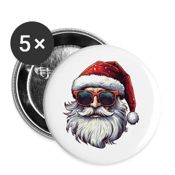 Cool Santa Claus with sunglasses - Buttons large 2.2''/56 mm (5-pack) - white - Front