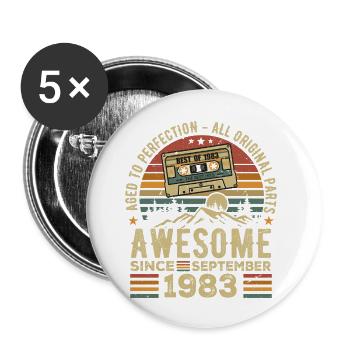 Anniversaire Septembre 1983 Vintage Septembre 1983 - Lot de 5 grands badges (56 mm) - blanc - Devant
