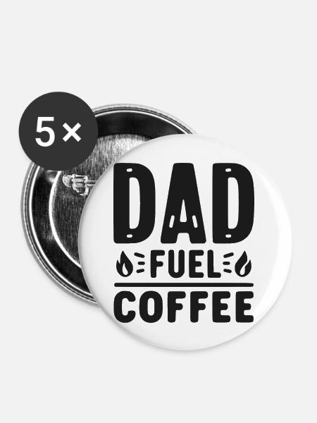Papa Brennstoff Kaffee - Buttons groß 56 mm (5er Pack) - Weiß