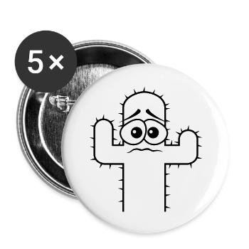 Cactus Face Fear Sad Desert Funny Cacti - Buttons large 2.2''/56 mm (5-pack) - white - Front