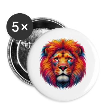 Löwe - Buttons groß 56 mm (5er Pack) - Weiß - Vorne