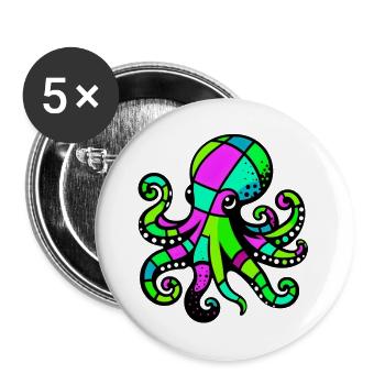Octopus - Buttons large 2.2''/56 mm (5-pack) - white - Front