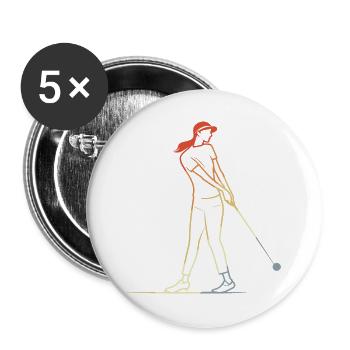 Dessin au trait de golfeuse - Lot de 5 grands badges (56 mm) - blanc - Devant