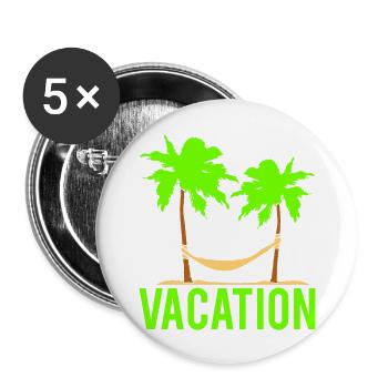 Vacation Text Hammock Sleeping Under 2 Palm Trees - Buttons large 2.2''/56 mm (5-pack) - white - Front
