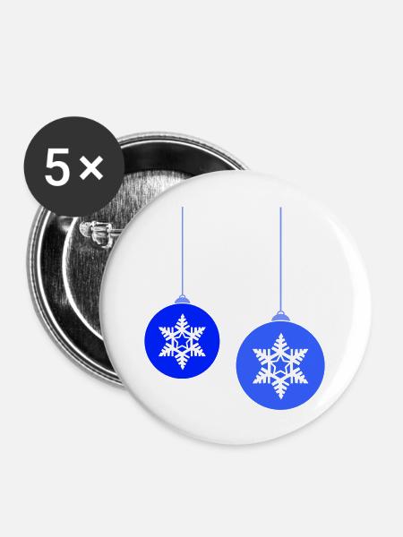 Weihnachtskugeln Stern frost - Buttons groß 56 mm (5er Pack) - Weiß