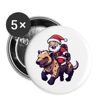 Hyena Santa Claus - Buttons large 2.2''/56 mm (5-pack) - white - Front