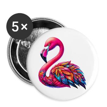 Flamingo - Buttons groß 56 mm (5er Pack) - Weiß - Vorne