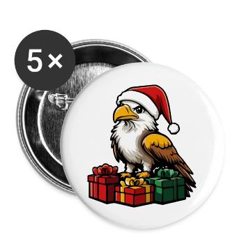 Adler Weihnachten Geschenke - Buttons groß 56 mm (5er Pack) - Weiß - Vorne