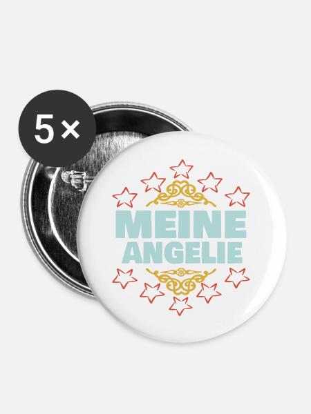 Angelie als Mädchen - Buttons groß 56 mm (5er Pack) - Weiß