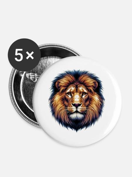 Löwe - Buttons groß 56 mm (5er Pack) - Weiß