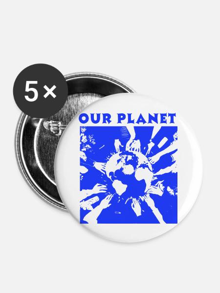 Unser Planet - Buttons groß 56 mm (5er Pack) - Weiß