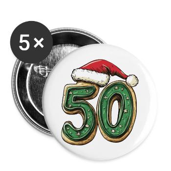 50 Number Christmas Biscuit - Buttons large 2.2''/56 mm (5-pack) - white - Front
