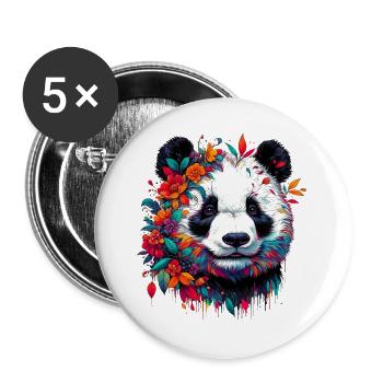 Panda - Buttons groß 56 mm (5er Pack) - Weiß - Vorne