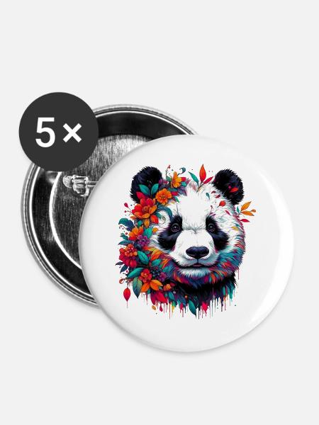 Panda - Buttons groß 56 mm (5er Pack) - Weiß