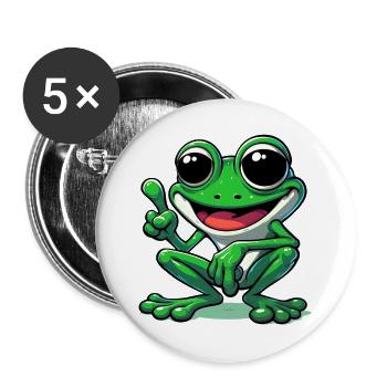 Grenouille - Lot de 5 grands badges (56 mm) - blanc - Devant