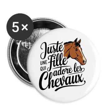 Juste Une Fille Qui Adore Les Chevaux Équitation - Lot de 5 grands badges (56 mm) - blanc - Devant