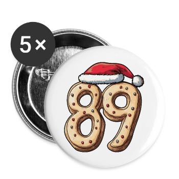 89 Zahl Weihnachten Keks - Buttons groß 56 mm (5er Pack) - Weiß - Vorne