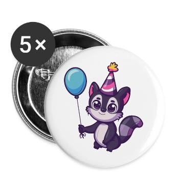 Skunk Birthday Comic Cute - Buttons large 2.2''/56 mm (5-pack) - white - Front