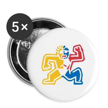 Action and wrestling look - Buttons large 2.2''/56 mm (5-pack) - white - Front