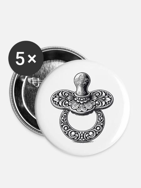 Schnuller - Buttons groß 56 mm (5er Pack) - Weiß