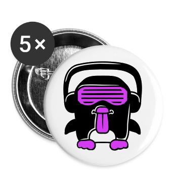 Party DJ Penguin Headphones Sunglasses Naughty Cool - Buttons large 2.2''/56 mm (5-pack) - white - Front