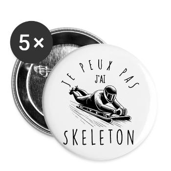 Je peux pas, j'ai Skeleton - Lot de 5 grands badges (56 mm) - blanc - Devant