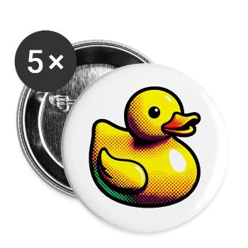 Caneton Canard Canard Canard - Lot de 5 grands badges (56 mm) - blanc - Devant
