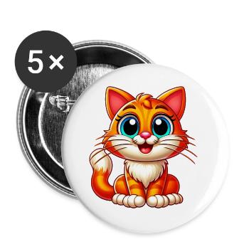 Cat - Buttons large 2.2''/56 mm (5-pack) - white - Front