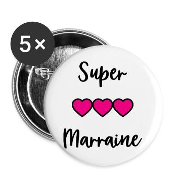MARRAINE. TANTE. TATA. MAMAN. FÊTE DES MÈRES - Lot de 5 grands badges (56 mm) - blanc - Devant