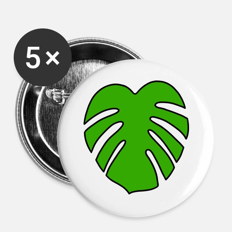 Monstera Plant - Buttons large 2.2''/56 mm (5-pack) - white