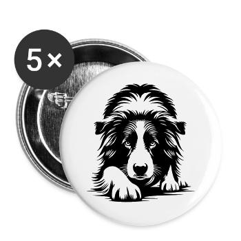 Border Collie - Buttons large 2.2''/56 mm (5-pack) - white - Front