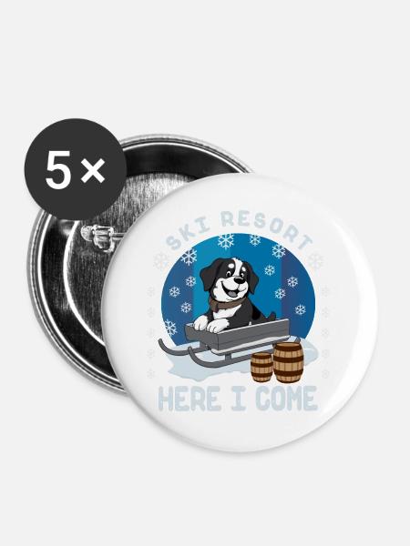 Bernhardiner - Buttons groß 56 mm (5er Pack) - Weiß