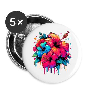 Hibiscus Flowers - Buttons large 2.2''/56 mm (5-pack) - white - Front