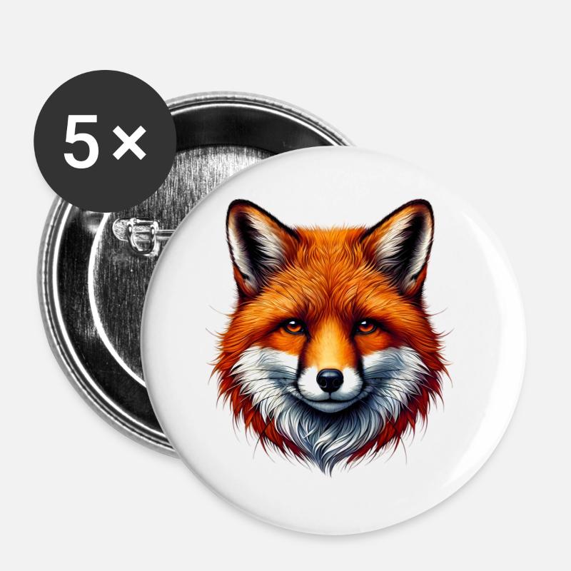 Fuchs - Buttons groß 56 mm (5er Pack) - Weiß
