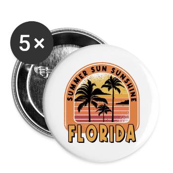 Florida USA Miami Amerika Sommer Palmen Strand - Buttons groß 56 mm (5er Pack) - Weiß - Vorne