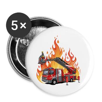 Fire brigade and flames - Buttons large 2.2''/56 mm (5-pack) - white - Front