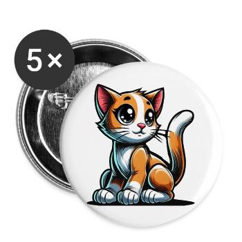 chat - Lot de 5 grands badges (56 mm) - blanc - Devant