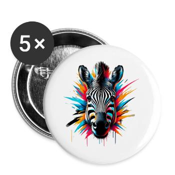 Zebra - Buttons groß 56 mm (5er Pack) - Weiß - Vorne
