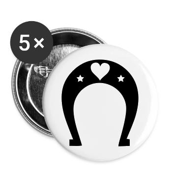 coeur en fer à cheval - Lot de 5 grands badges (56 mm) - blanc - Devant
