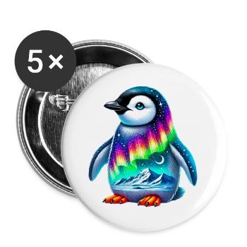 Pinguin - Buttons groß 56 mm (5er Pack) - Weiß - Vorne