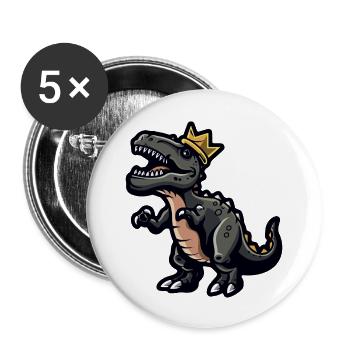 Dinosaure T-Rex Cartoon Couronne - Lot de 5 grands badges (56 mm) - blanc - Devant