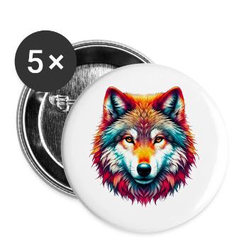 Wolf - Buttons large 2.2''/56 mm (5-pack) - white - Front