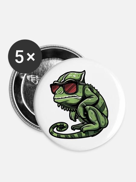 Chameleon Tier - Buttons groß 56 mm (5er Pack) - Weiß