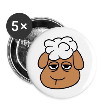 Sheep Tired Bored Blank Look Head Face - Buttons large 2.2''/56 mm (5-pack) - white - Front