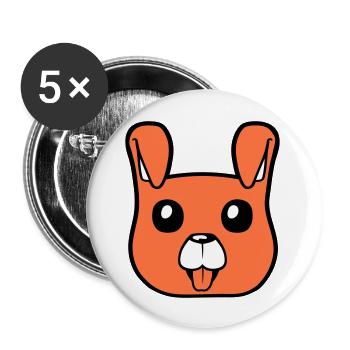 Hund Gesicht Kleiner Glücklicher Welpe Haustier - Buttons groß 56 mm (5er Pack) - Weiß - Vorne