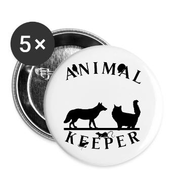 Lustiger Tierpfleger Spruch- Tierhalter - Buttons groß 56 mm (5er Pack) - Weiß - Vorne