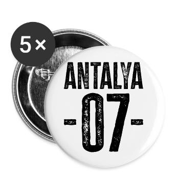 Antalya 07 – Fiers de la Riviera turque - Lot de 5 grands badges (56 mm) - blanc - Devant