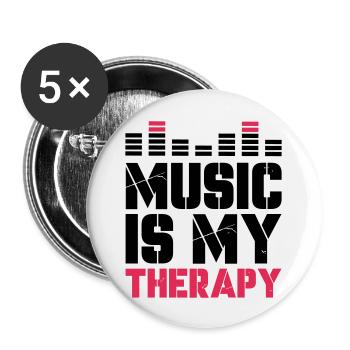 music is my therapy - Buttons large 2.2''/56 mm (5-pack) - white - Front
